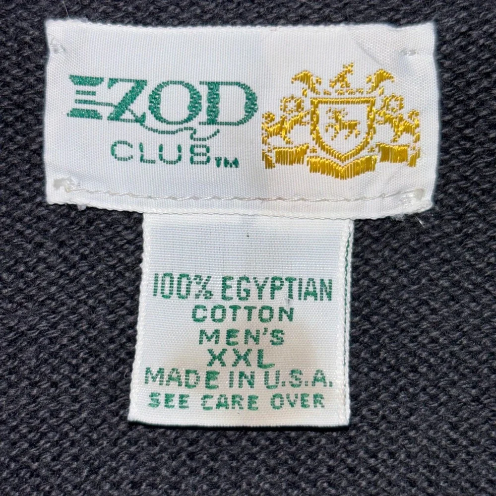 Izod Club Mens XXL V-Neck Sweater 100% Egyptian Cotton Gray Made in USA Vintage